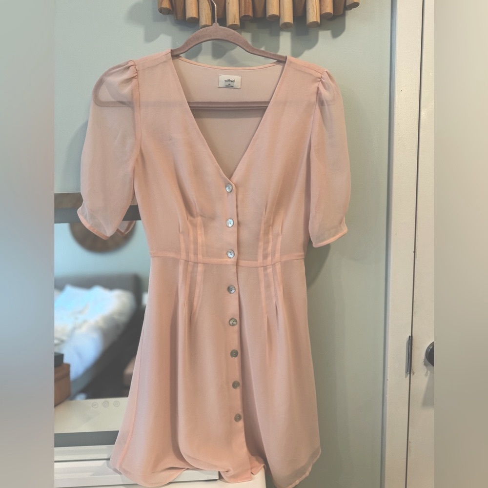 Aritzia Wilfred 00 Freya Light Pink Babydoll Dress